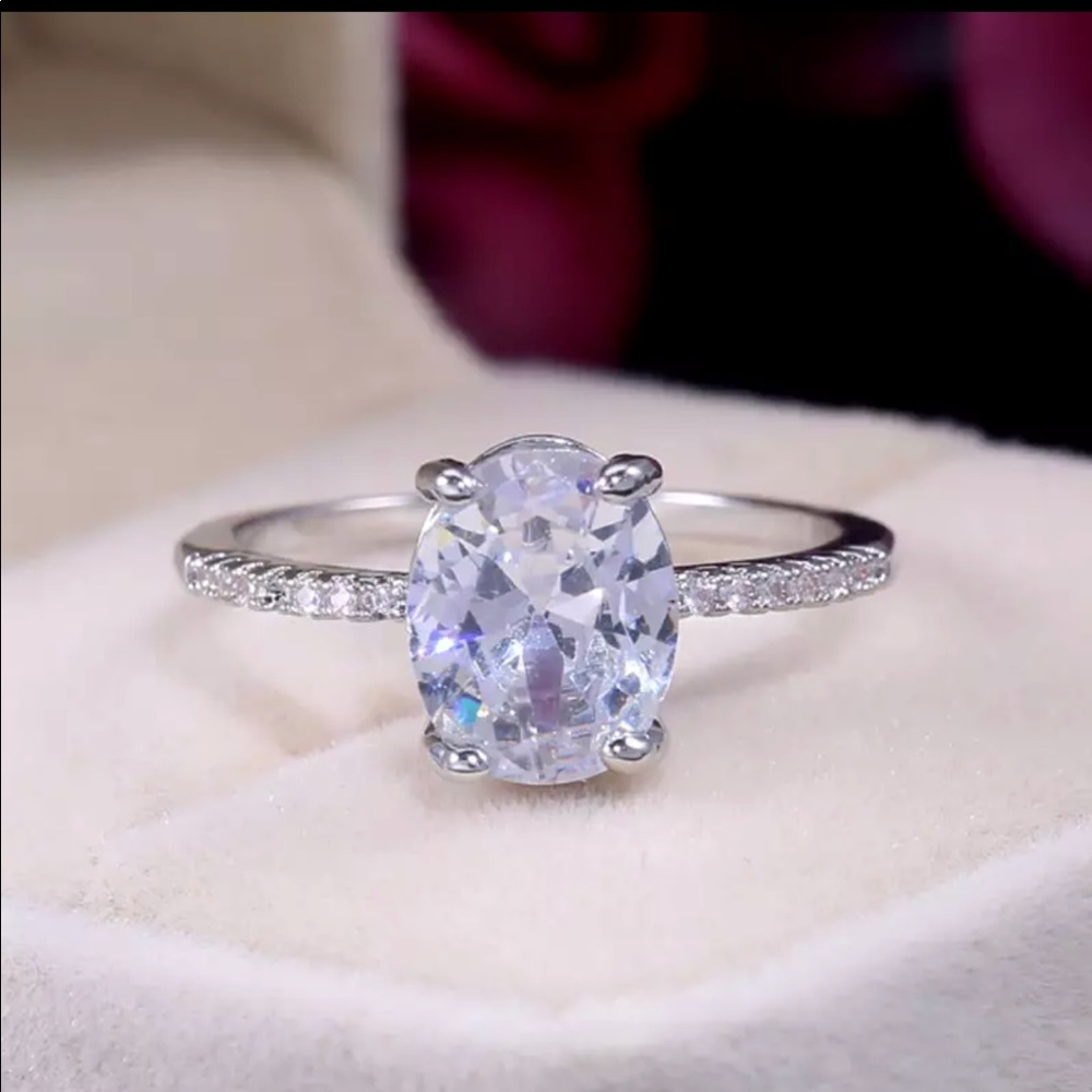 New 925 Silver White Sapphire Ring New - Picture 6 of 7